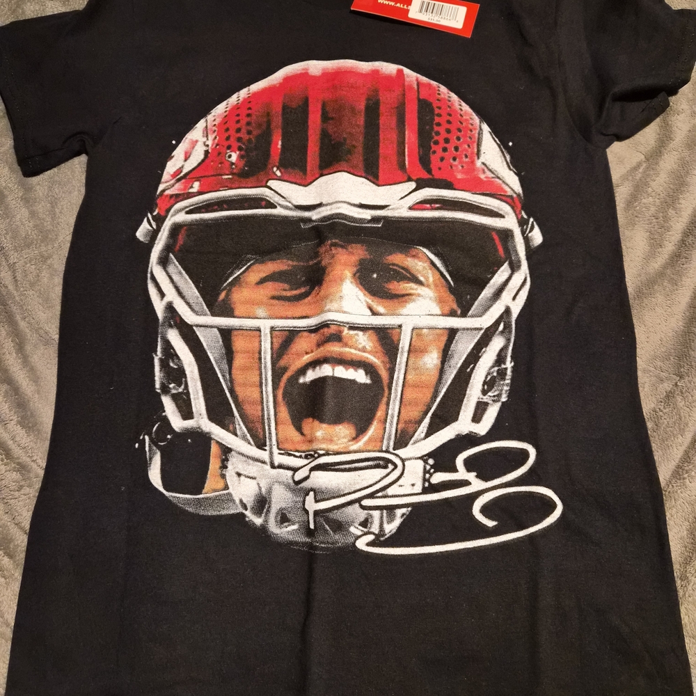 Black Graphic Men's Tee withPatrick Mahomes Helmet Design